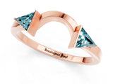 Rose gold Trillion Blue Topaz Open Band Ring with Bezel Setting_7