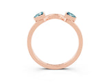 Rose gold Trillion Blue Topaz Open Band Ring with Bezel Setting_9