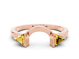 Rose gold Trillion Citrine Open Band Ring with Bezel Setting_6