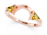 Rose gold Trillion Citrine Open Band Ring with Bezel Setting_7