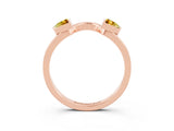 Rose gold Trillion Citrine Open Band Ring with Bezel Setting_9