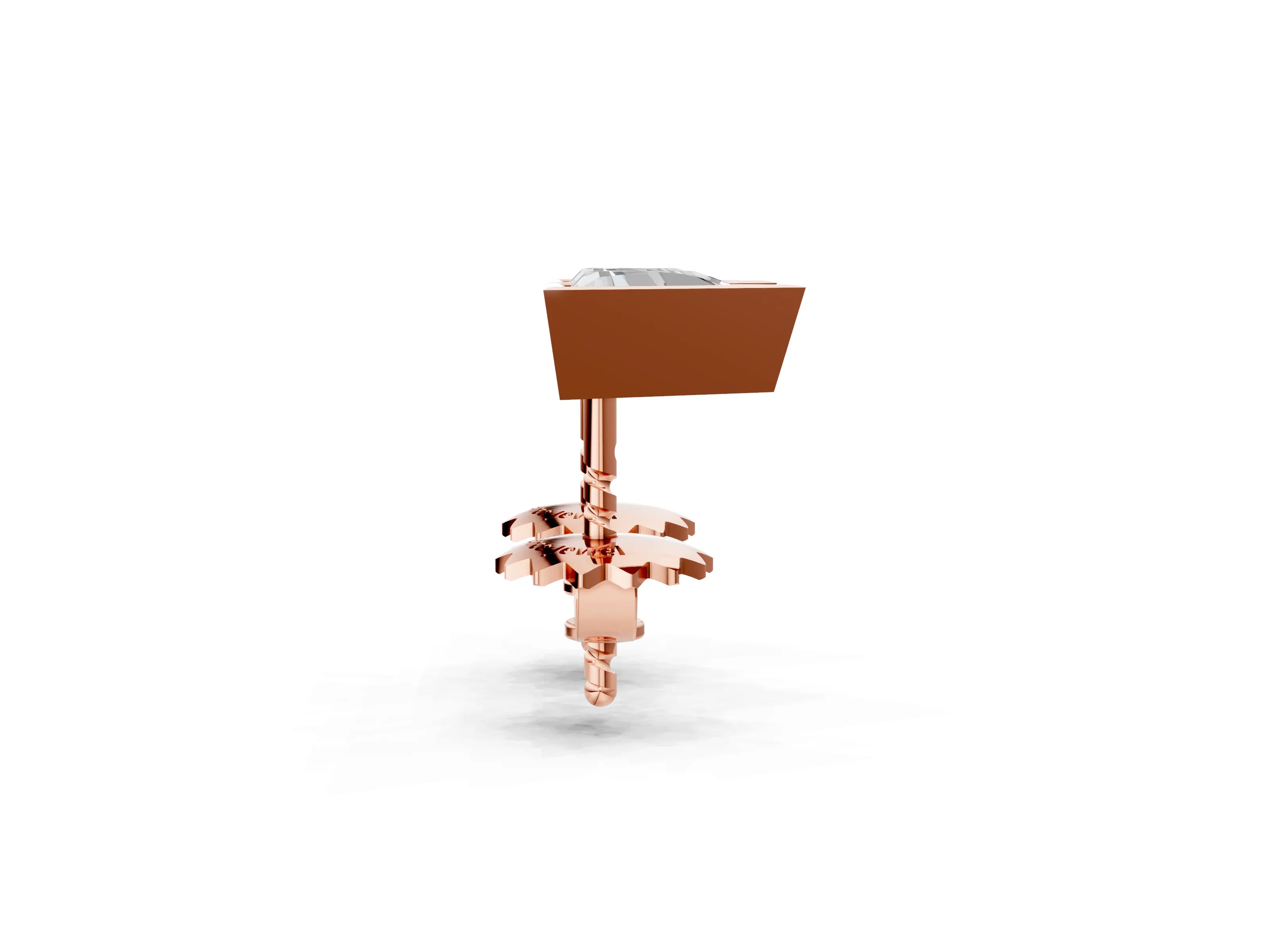 Rose gold Trillion Diamond Bezel-Set Solitaire Stud Earrings_8