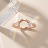 Rose gold Trillion Diamond Open Band Ring with Bezel Setting_24