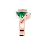 Rose gold Trillion Emerald Open Band Ring with Bezel Setting_11