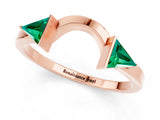 Rose gold Trillion Emerald Open Band Ring with Bezel Setting_7