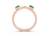 Rose gold Trillion Emerald Open Band Ring with Bezel Setting_9