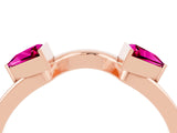 Rose gold Trillion Garnet Open Band Ring with Bezel Setting_10
