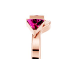 Rose gold Trillion Garnet Open Band Ring with Bezel Setting_11