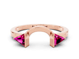 Rose gold Trillion Garnet Open Band Ring with Bezel Setting_6