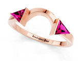 Rose gold Trillion Garnet Open Band Ring with Bezel Setting_7