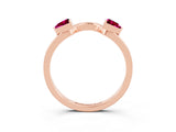 Rose gold Trillion Garnet Open Band Ring with Bezel Setting_9