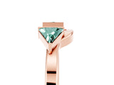 Rose gold Trillion Green Sapphire Open Band Ring with Bezel Setting_11