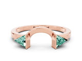 Rose gold Trillion Green Sapphire Open Band Ring with Bezel Setting_6