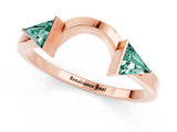 Rose gold Trillion Green Sapphire Open Band Ring with Bezel Setting_7