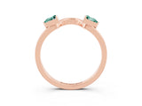 Rose gold Trillion Green Sapphire Open Band Ring with Bezel Setting_9