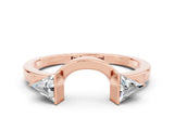 Rose gold Trillion Moissanite Open Band Ring with Bezel Setting_6