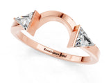 Rose gold Trillion Moissanite Open Band Ring with Bezel Setting_7