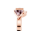 Rose gold Trillion Morganite Open Band Ring with Bezel Setting_11