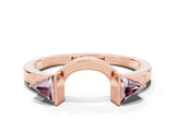 Rose gold Trillion Morganite Open Band Ring with Bezel Setting_6