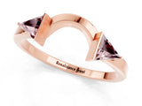 Rose gold Trillion Morganite Open Band Ring with Bezel Setting_7