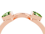 Rose gold Trillion Peridot Open Band Ring with Bezel Setting_10