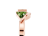 Rose gold Trillion Peridot Open Band Ring with Bezel Setting_11