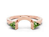 Rose gold Trillion Peridot Open Band Ring with Bezel Setting_6