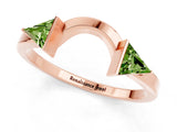 Rose gold Trillion Peridot Open Band Ring with Bezel Setting_7