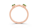 Rose gold Trillion Peridot Open Band Ring with Bezel Setting_9