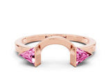 Rose gold Trillion Pink Sapphire Open Band Ring with Bezel Setting_18