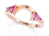 Rose gold Trillion Pink Sapphire Open Band Ring with Bezel Setting_19