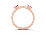 Rose gold Trillion Pink Sapphire Open Band Ring with Bezel Setting_21