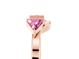 Rose gold Trillion Pink Sapphire Open Band Ring with Bezel Setting_23