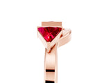 Rose gold Trillion Ruby Open Band Ring with Bezel Setting_11