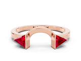 Rose gold Trillion Ruby Open Band Ring with Bezel Setting_6
