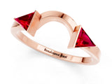 Rose gold Trillion Ruby Open Band Ring with Bezel Setting_7