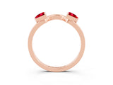 Rose gold Trillion Ruby Open Band Ring with Bezel Setting_9