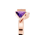 Rose gold Trillion Tanzanite Open Band Ring with Bezel Setting_11