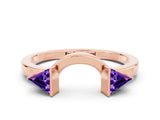 Rose gold Trillion Tanzanite Open Band Ring with Bezel Setting_6