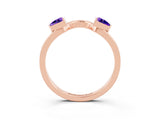 Rose gold Trillion Tanzanite Open Band Ring with Bezel Setting_9