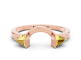 Rose gold Trillion Yellow Sapphire Open Band Ring with Bezel Setting_18