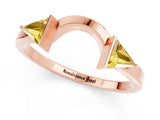 Rose gold Trillion Yellow Sapphire Open Band Ring with Bezel Setting_19