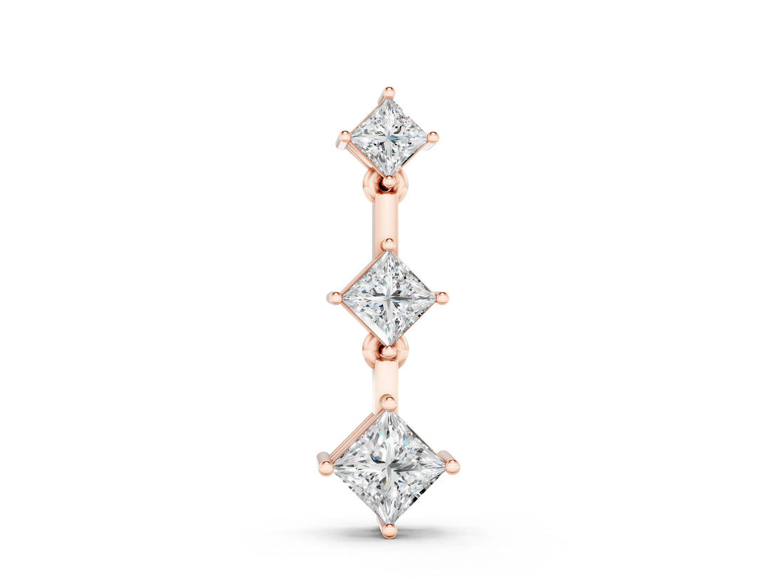 Rose gold Triple Princess Cut Drop Pendant with Four-Prong Setting_6