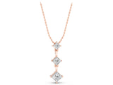 Rose gold Triple Princess Cut Drop Pendant with Four-Prong Setting_7