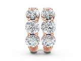 Rose gold Triple Round Diamond Huggie Earrings with Prong Setting_6