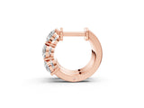 Rose gold Triple Round Diamond Huggie Earrings with Prong Setting_7