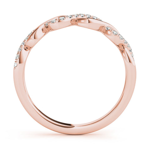 Rose gold Twist Infinity Diamond Band with Round Stones and Pavé Setting 2