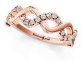 Rose gold Twist Infinity Diamond Band with Round Stones and Pavé Setting_24