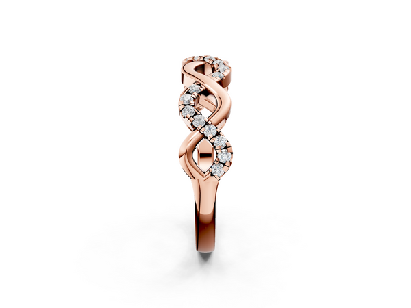 Rose gold Twist Infinity Round Diamond Band with Pavé Setting