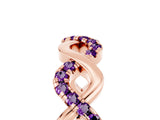 Rose gold Twist Infinity Round Amethyst Band with Pavé Setting_11